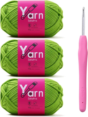 Miniatura 29 de Hilo de Crochet con Hilo de Algodón para Crochet – Hilos de Crochet Tejido para Principiantes con Puntadas Fáciles de Ver – Hilo para Crochet