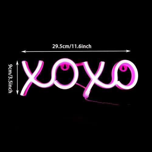 Miniatura 3 de ENUOLI XOXO - Letrero de neón rosa para dormitorio, letrero de neón rosa alimentado por USB, decoración de pared, decoración del hogar, letrero LED