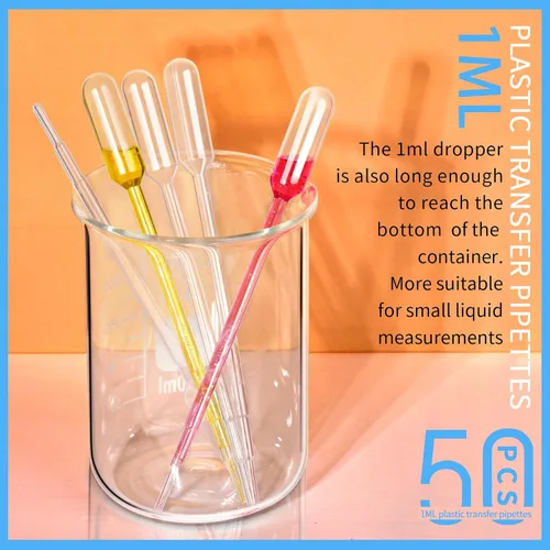 Miniatura 3 de Teenitor Pipetas de transferencia de 1 ml, cuentagotas para los ojos, 50 piezas de pipetas de plástico, pipetas de transferencia y cuentagotas