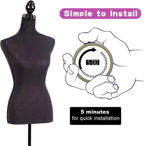 Miniatura 2 de Maniquí femenino con forma de maniquí femenino con soporte de base de trípode de madera, altura ajustable de 60 a 67 pulgadas, maniquí pinable