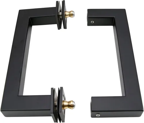 Miniatura 4 de Tirador tubular de acero inoxidable de grado 304 para puerta de ducha (6 pulgadas, cuadrado, negro mate SSSP152B)