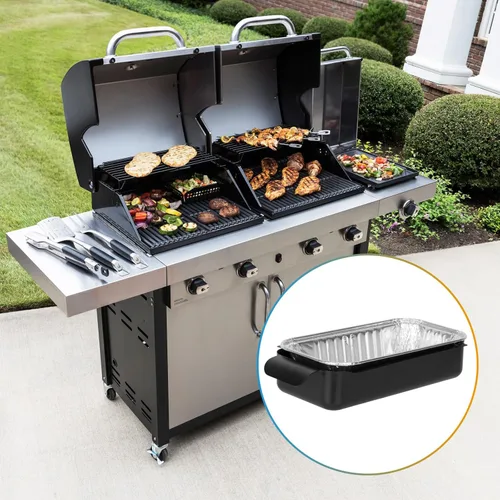Miniatura 6 de Taza de grasa universal para parrillas Char-Broil Kenmore al aire libre y otras parrillas similares, taza recogedora de grasa con soporte y paquete