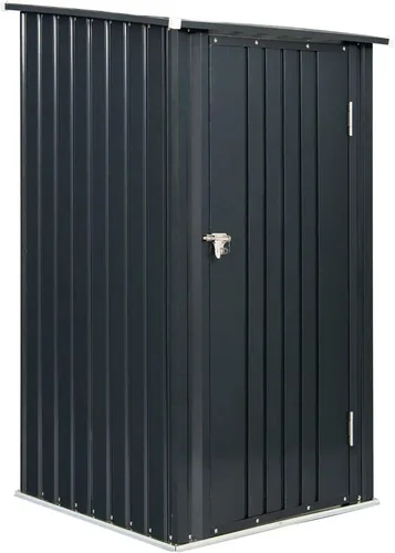 Cobertizo de almacenamiento para exteriores, cobertizo de jardín de acero metálico de 3 x 3 pies con puerta individual con cerradura, pequeño