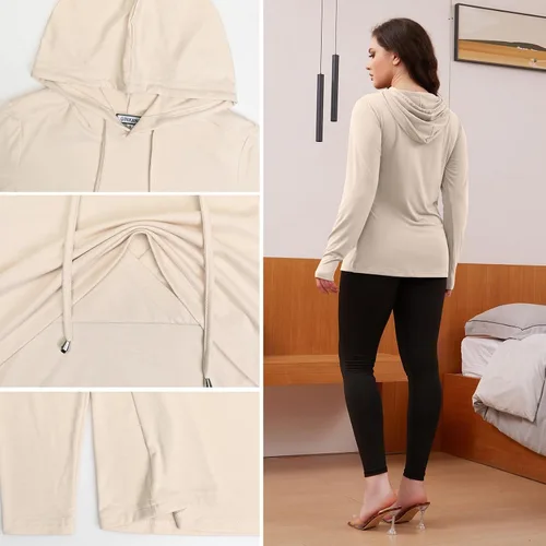 Miniatura 78 de GINKANA Sudadera con capucha para mujer, manga larga, lactancia materna, ropa casual