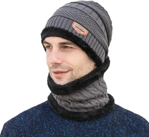 Miniatura 2 de Gorro de invierno para hombre, bufanda y guantes de pantalla táctil, forro polar, bufanda y guantes para hombre y mujer