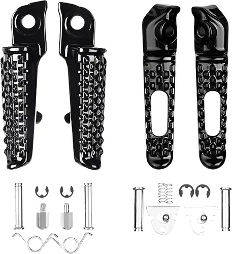 Miniatura 3 de Pedales de reposapiés delanteros y traseros para Honda CBR1000RR 2004-2014, CBR600RR 2003-2023, CB1000R 2008-2014 modelos (delantero+trasero-negro)