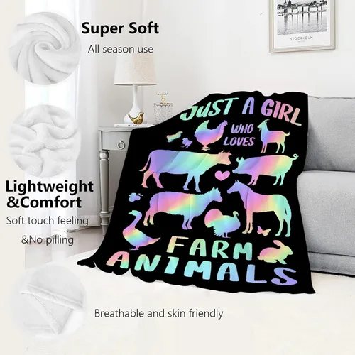 Miniatura 4 de Manta con diseño de animales de granja, regalo para niños y niñas, amantes de los animales de granja, adorable diseño de animales, súper suave