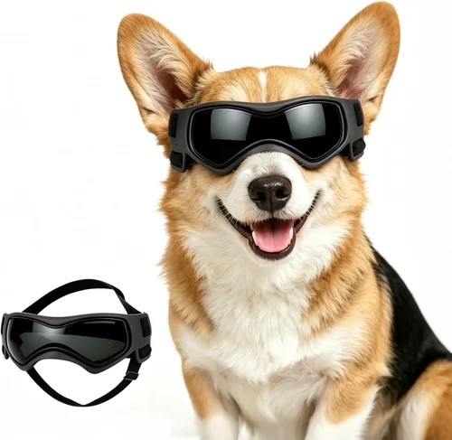 Miniatura 7 de Gafas de sol para perros de raza media, lentes de sol para perros pequeños, gafas de sol anti-UV para protección de ojos de mascotas, correas Rosa