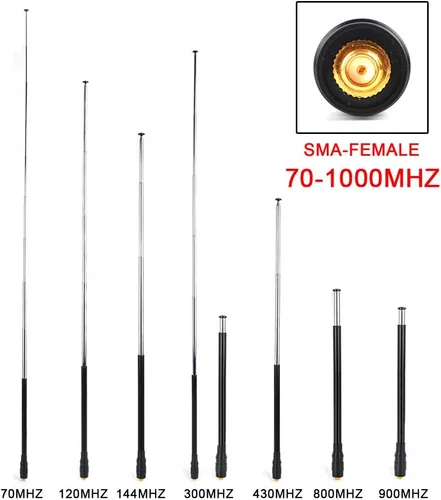 Miniatura 5 de HYS Antena telescópica de banda ancha de 70-1000MHz Antena de radio móvil SMA-hembra para BaoFeng UV5R UV5RE BF-888S Series Kenwood Quansheng TK11