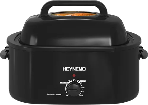 Miniatura 19 de Horno rostizador eléctrico, con tapa visible y autohumectante, grande, con descongelado y mantenimiento de calor, temperatura ajustable, bandeja