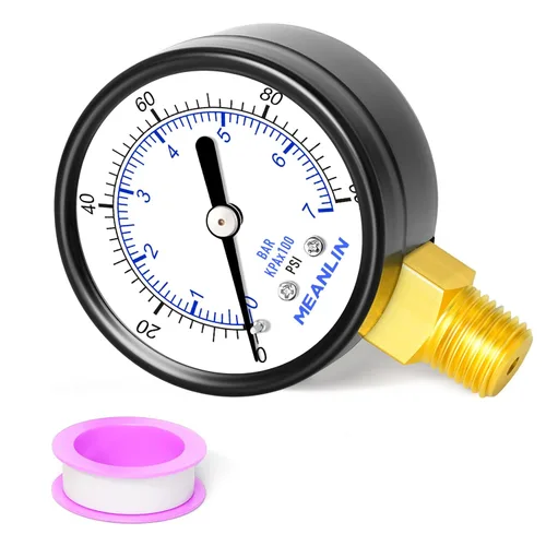 MEANLIN MEASURE Medidor de presión de bomba de pozo de 0-100 psi, esfera de cara de 2 pulgadas, NPT de 1/4 pulgadas para bomba de pozo, probador de
