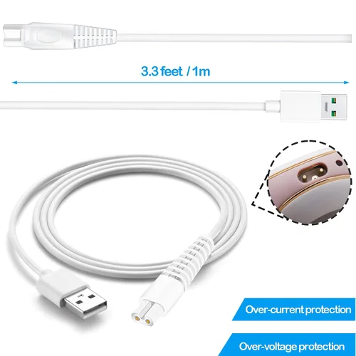Miniatura 6 de Cable de carga de repuesto para afeitadora de piernas impecables, paquete de 2 cables de alimentación eléctrica, cable de carga para acabado