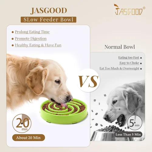Miniatura 2 de JASGOOD Tazón de alimentación lenta para perros de tamaño grande y mediano, tazón antitragadera para mascotas, tazones de alimentación más lenta