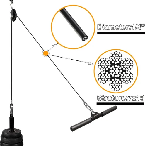 Miniatura 2 de Cable de polea de fitness de 32.8 pies/98.4 pies, cable de acero de gimnasio de 1/4 pulgadas (0.236 in) para gimnasio en casa, reemplazo de cable