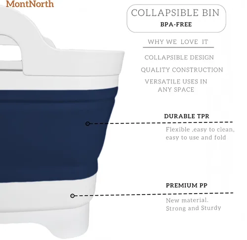 Miniatura 5 de Lavabo Plegable de 9L, Tina de Platos Plegable con Tapón de Drenaje, Lavabo de Platos Plegable Portátil, Fregadero de Campamento para Lavar Platos