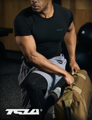 Miniatura 3 de TSLA - Paquetes de 1 o 3 camisetas de compresión para hombre, FPU 50+, de secado rápido, de manga corta, camiseta de entrenamiento atlético