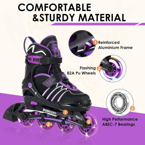 Miniatura 4 de Patines en línea ajustables con ruedas de luz completa, patines iluminadores al aire libre para niños y adultos, niñas y niños, hombres y mujeres