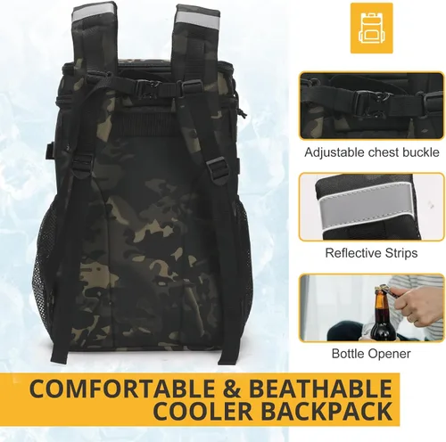 Miniatura 7 de Mochila térmica táctica, suave y ligera, a prueba de fugas, bolsa térmica aislada, bolsa térmica suave portátil impermeable para playa, viajes, Camo