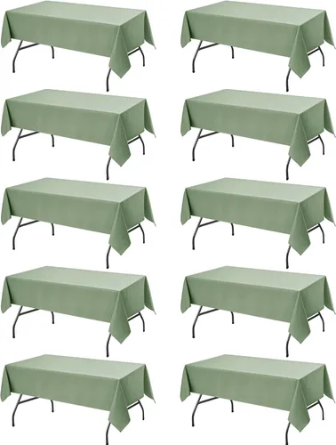 Miniatura 20 de Paquete de 6 manteles negros para mesas cuadradas, 54 x 54 pulgadas, tela de poliéster resistente a las manchas para mesas de 2 pies, manteles