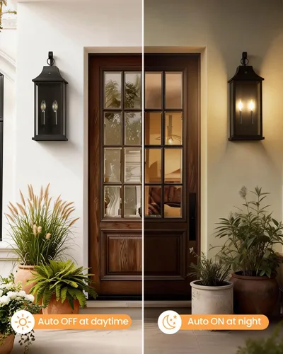 Miniatura 3 de RAYVO Luces de pared grandes de 21.5 pulgadas para exteriores del atardecer al amanecer, modernas lámparas exteriores de granja, aplique de porche