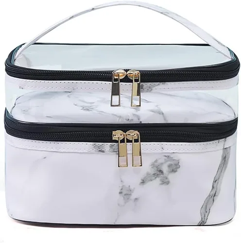 Miniatura 8 de FITINI Bolsas de Maquillaje de Doble Capa para Almacenamiento de Viaje Estuches Cosméticos Organizador de Maquillaje Bolsas de Aseo Resistentes al