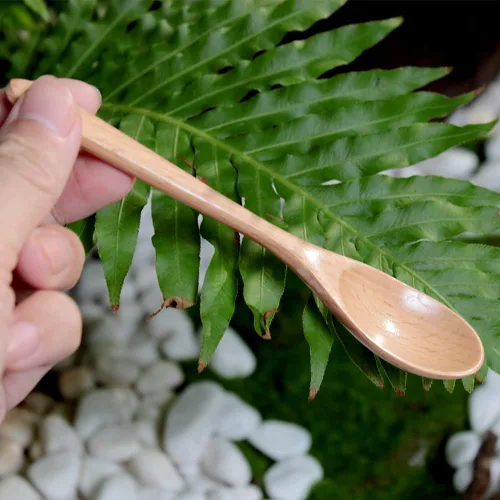 Miniatura 6 de Cuchara de café de madera de 6 pulgadas, cuchara de madera de haya natural, cuchara de postre para té de tarde, cuchara de té, agitadores de madera