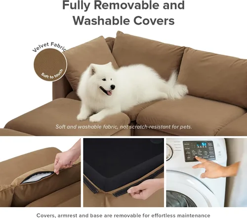 Miniatura 5 de mopio Sofá Seccional Modular de Gran Tamaño con Fundas Completamente Extraíbles y Almacenamiento, Convertible en Forma de U, en Forma de L