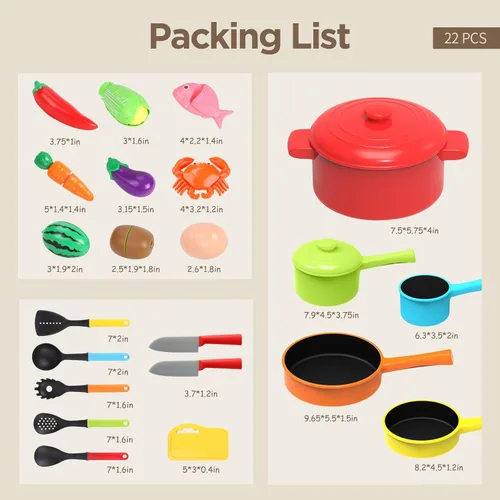 Miniatura 7 de GILOBABY Accesorios de cocina para niños - Juego completo de juguetes de cocina con ollas, sartenes y utensilios para niños pequeños de 1 a 3 años