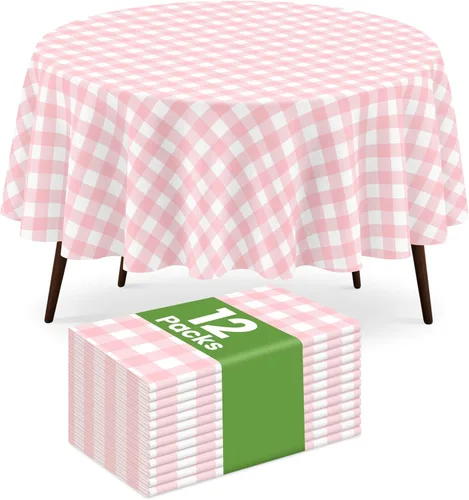 Miniatura 34 de Paquete de 2 manteles redondos desechables color azul oscuro, manteles de plástico para fiestas, 84 x 84 pulgadas, impermeable, para campamento