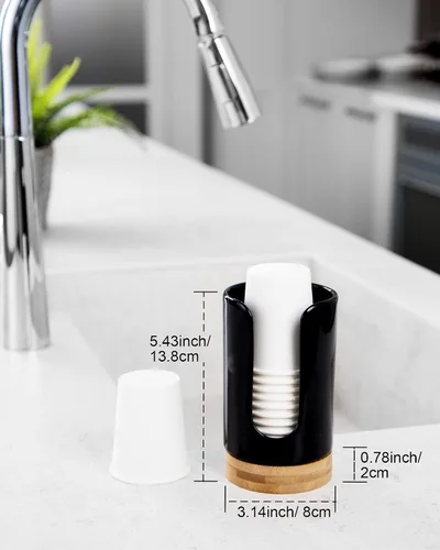 Miniatura 5 de Dispensador de tazas de baño de cerámica, soporte desechable de papel y plástico de 3 a 5 onzas, dispensador de tazas de enjuague bucal para baño