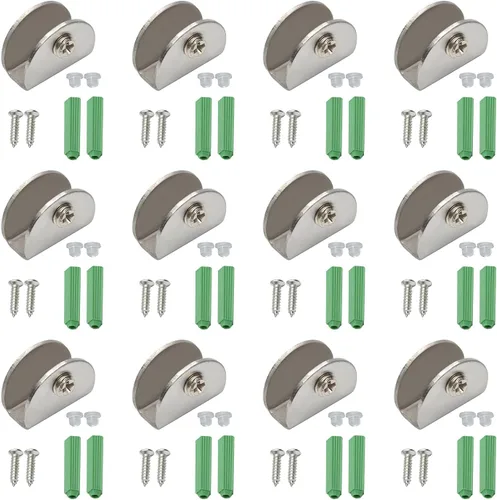 Miniatura 10 de Soporte de estante de vidrio ajustable de acero inoxidable, 4 unidades, medio redondo, para puerta pequeña, para gabinete de puerta pequeña, soporte