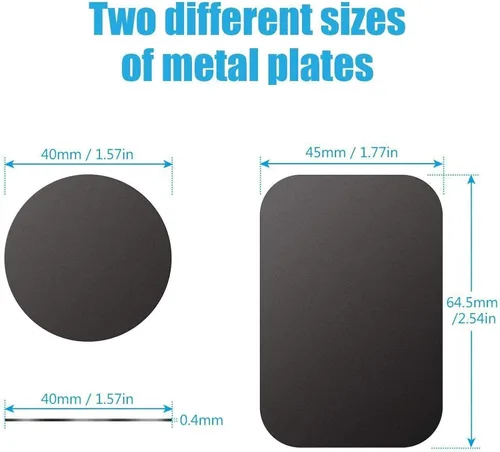 Miniatura 7 de Placas de metal (paquete de 8) con adhesivo para montaje magnético sin cuna, 4 rectangulares y 4 redondas (compatibles con soportes magnéticos)