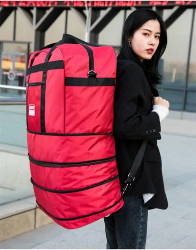 Miniatura 7 de Radefasun Bolsa de viaje expandible de Oxford con ruedas, impermeable, ligera, plegable, para viajar, Rojo