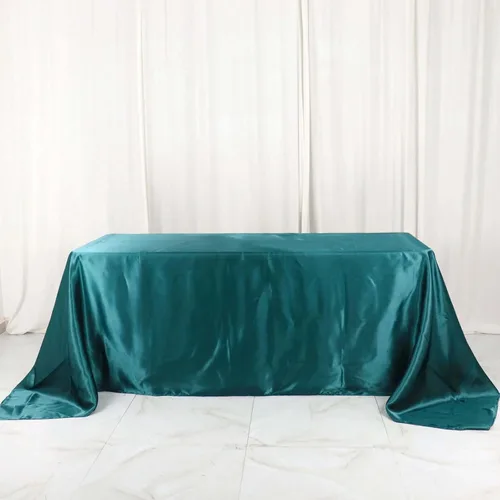 Miniatura 82 de Efavormart - Mantel rectangular de satén, 90 x 132 pulgadas, suave, oblongo, lavable, mantel decorativo de tela sedosa para bodas, fiestas, Plata