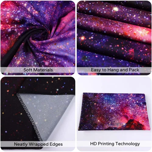 Miniatura 3 de KYKU Tapiz de galaxia para colgar en la pared, tapiz morado del espacio exterior, tapiz de universo nebuloso trippy para dormitorio, sala de estar
