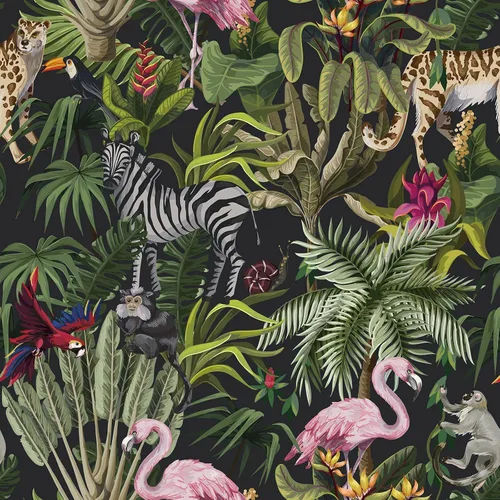 Miniatura 11 de CRE8TIVE Papel tapiz de animales de tigre y leopardo, hojas exóticas de selva tropical, papel tapiz de despegar y pegar, papel tapiz de 12 x 118