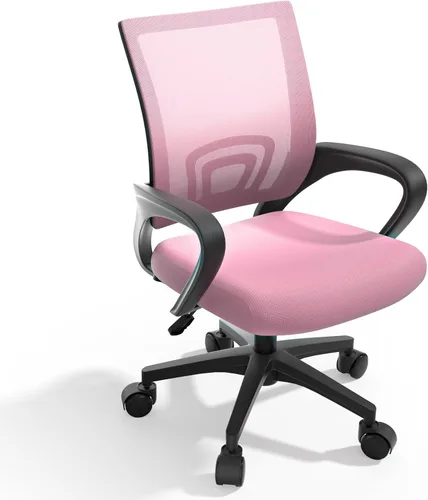 Miniatura 13 de Magshion Silla de oficina, silla ergonómica de escritorio de malla con respaldo medio, silla de computadora con ruedas con soporte lumbar y cómodos