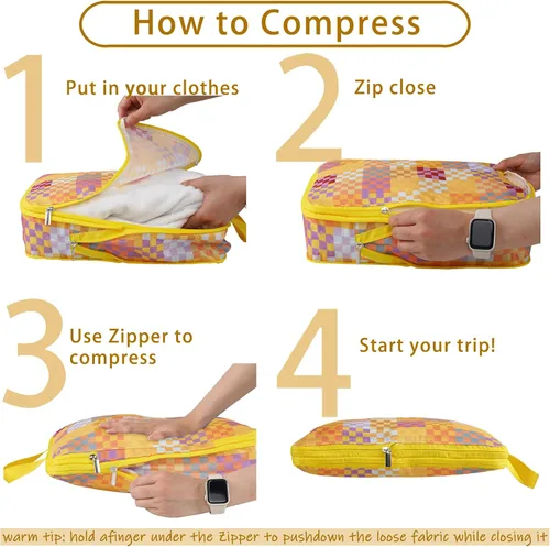 Miniatura 2 de Cubos de embalaje de compresión, cubos de embalaje para viajes, juego de bolsas organizadoras de equipaje impermeables, bonitos cubos de embalaje