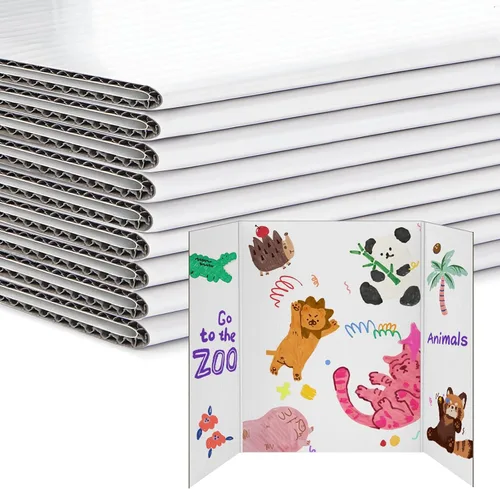 Miniatura 8 de Paquete de 6 tableros de póster triple, hojas de cartón blanco de 24 x 16 pulgadas para proyectos escolares, ferias de ciencias, eventos de negocios