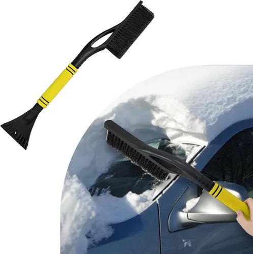 Miniatura 7 de Dickno Rascador de nieve y cepillo para coche de 24 pulgadas, rascador de hielo sin rayones desmontable con agarre de espuma ergonómico, herramienta