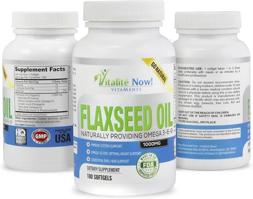 Miniatura 2 de Upsize Best - Cápsulas blandas de aceite de linaza orgánico, 1000 mg de alta calidad, virgen prensado en frío a partir de semillas de lino, soporte