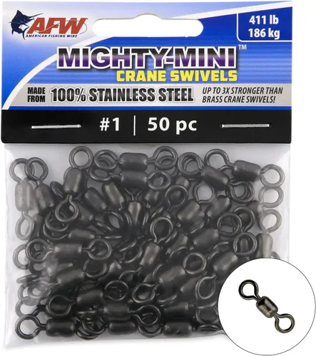 Miniatura 35 de American Fishing Wire Mighty Mini grúa giratoria, línea de pesca esencial, equipo de pesca compacto, giro de agua salada, giro de acero inoxidable