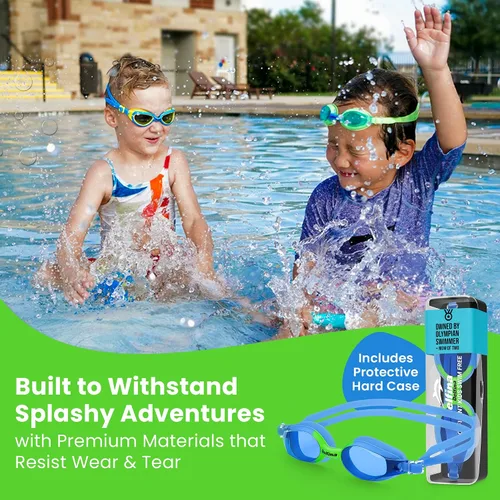 Miniatura 4 de Delfina Gafas de natación para niños de 2 a 7 años, cómodas, sin fugas, antivaho para niños para nadar Azul
