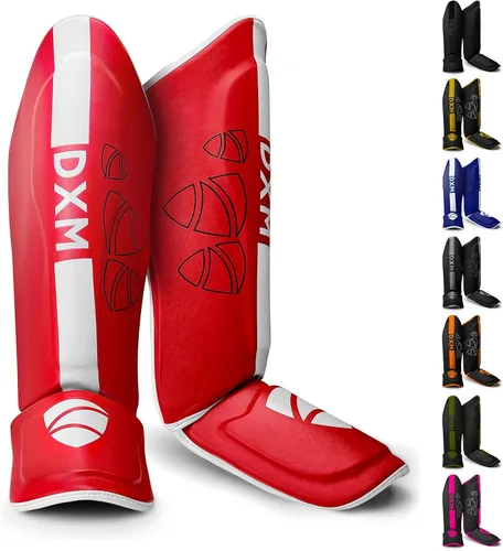 Miniatura 10 de DXM SPORTS Espinilleras de artes marciales kickboxing con protección en el empeine para Muay Thai, boxeo, artes marciales, karate, taekwondo