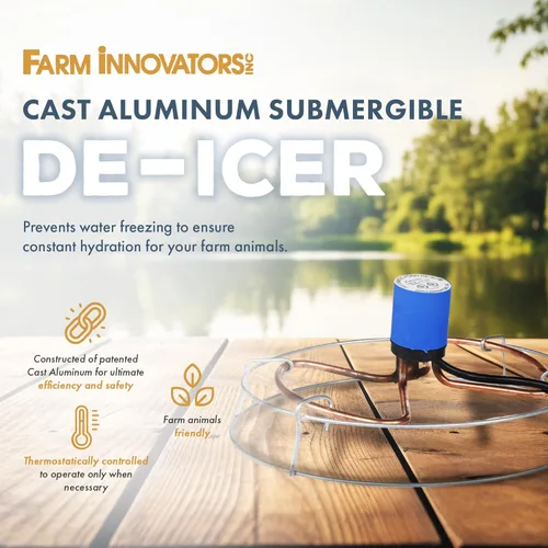 Miniatura 2 de Farm Innovators - Calentador de tanque de agua sumergible de aluminio fundido de 1500 vatios con termostato autorregulador para granja y hogar
