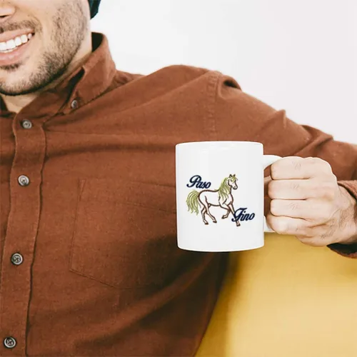 Miniatura 4 de Taza de café de cerámica de 11 onzas con diseño de caballo animal Paso Fino Taza de té blanca