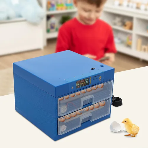 Miniatura 9 de Incubadora de 128 huevos con giro automático de huevos y control de humedad, incubadoras de uso general de 2 capas para incubar huevos con giro