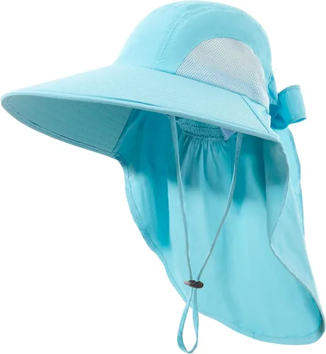 Miniatura 14 de Sombrero de mujer con protección UV, plegable, impermeable, de ala ancha, tipo cubo, con solapa para el cuello para verano, playa, pesca, senderismo