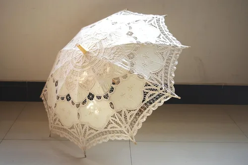 Miniatura 4 de Sombrilla de encaje hecha a mano para boda nupcial, 30 pulgadas, tamaño adulto
