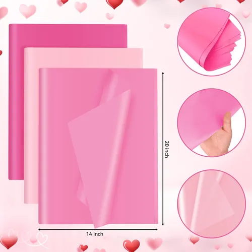 Miniatura 2 de 30 hojas de papel de seda rosa para bolsas de regalo, papel de seda rosa surtido a granel para decoración de bodas, cumpleaños, proyectos